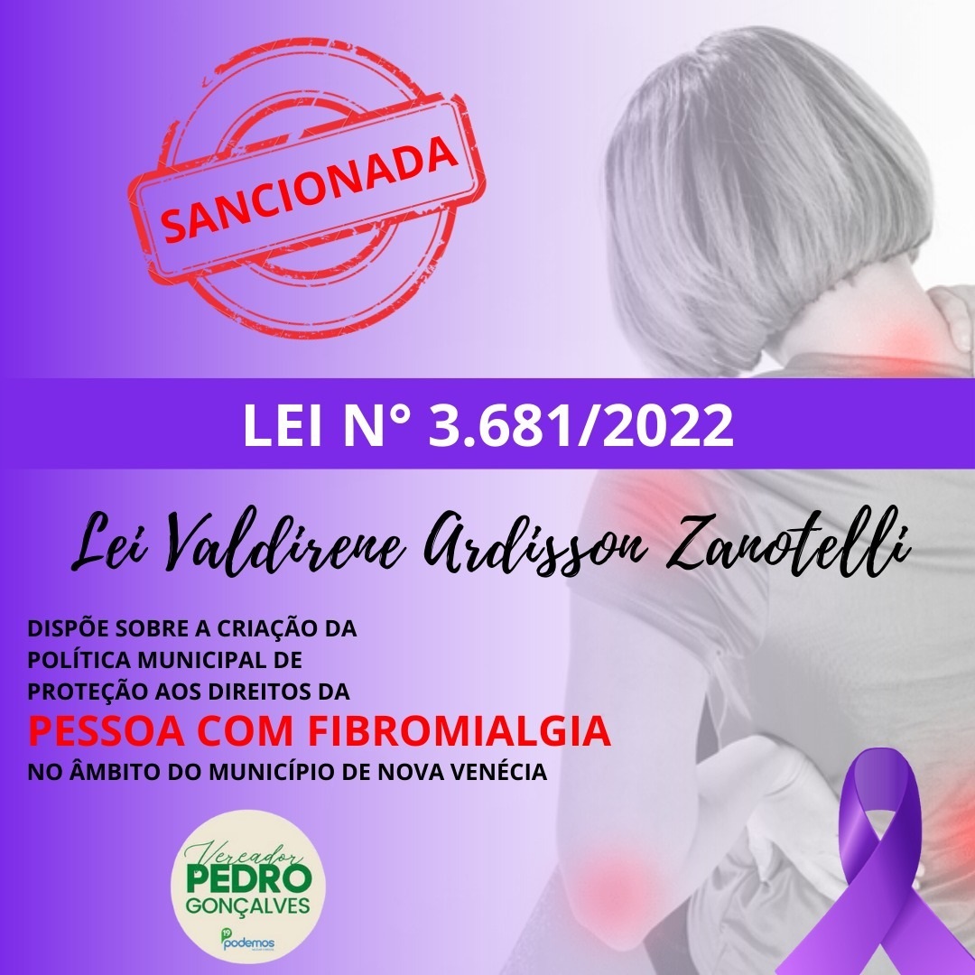 Sancionada lei que Política Municipal de Proteção aos Direitos da Pessoa com Fibromialgia